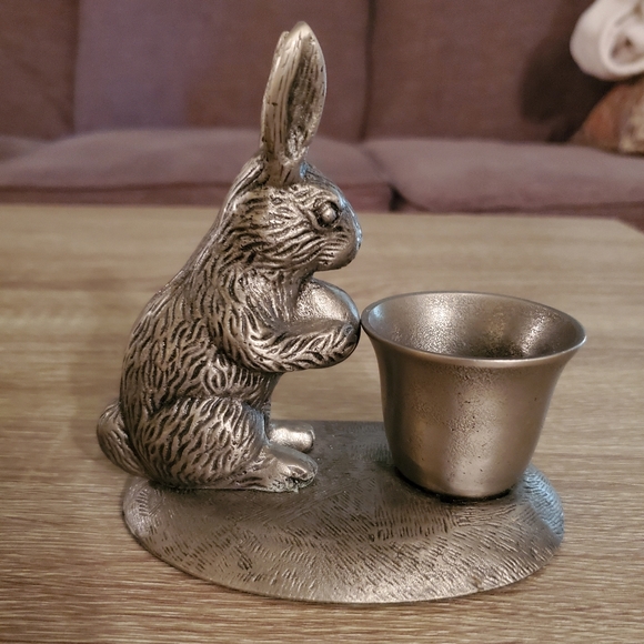 Pottery Barn Pewter Rabbit Candlestick holders - Picture 3 of 6
